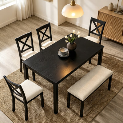 1 Rectangular Table, 4  Chairs and 1 Bench,Dining Table Set