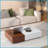 Walnut Marble Veneer Coffee Table with 2 Storage Spaces - Space-Saving Living Room Pick, Sturdy &amp; Organized-1291783053