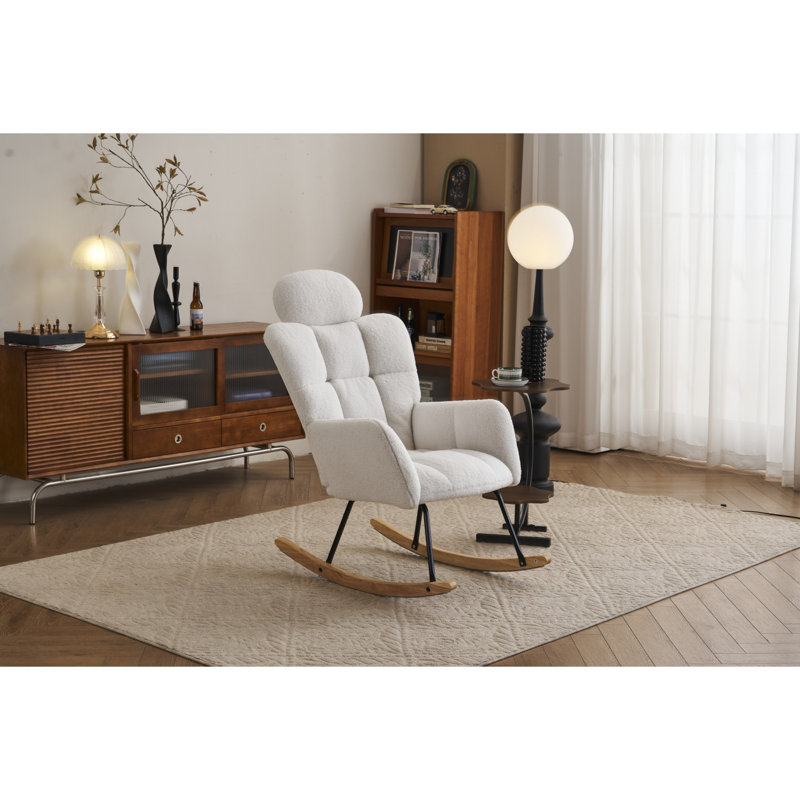 Fauteuil oscillant rembourré Teddy, Ivoire ivoire