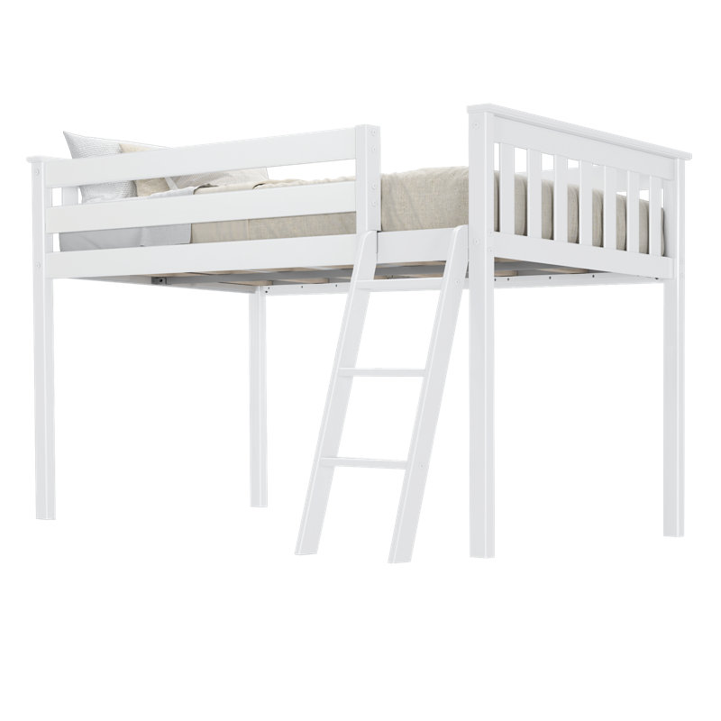 Jefferies Twin Solid Wood Low Loft Bed, White