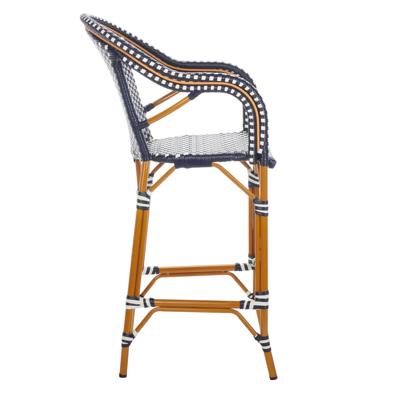 Popplewell 46.5'' Aluminum Outdoor Bar Stool, Navy/White, 29.5" H x 22.5" W x 25.5" D