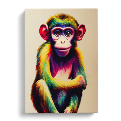 Monkey In Colour No.2 - Wrapped Canvas