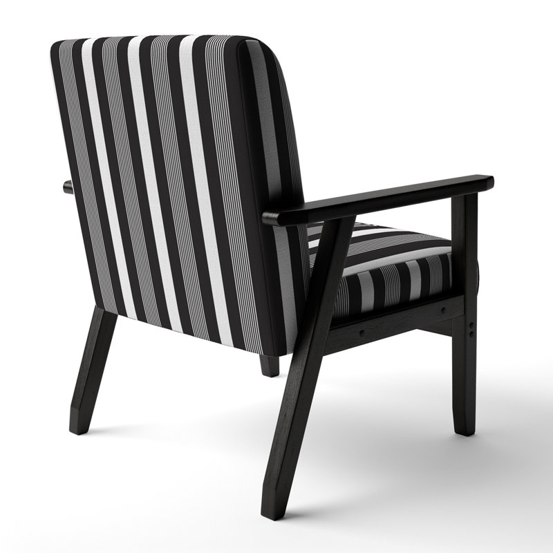 Black And White Striped Pattern - Upholstered Patterned Accent Arm Chair