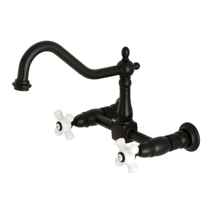 Robinet pont mural Heritage, Noir mat / blanc