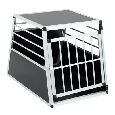 Aluminum Transport Box 35 × 25 × 27 in, Aluminum Car Transport Box Travel Transport Box for dogs and cats, Black and Silver