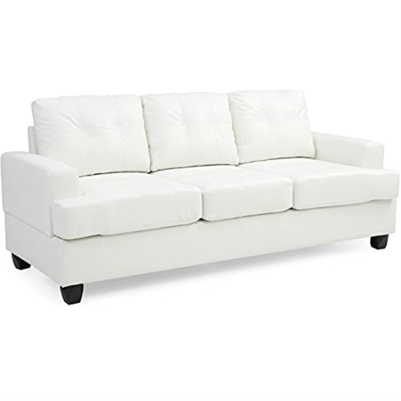 Penta 79'' Upholstered Sofa, White Microfiber