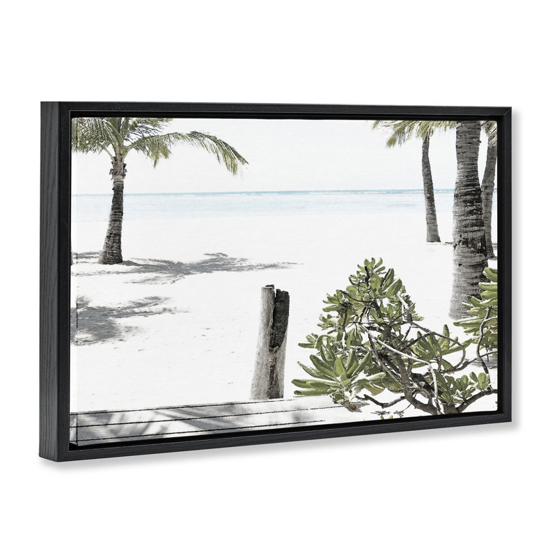 Cadre flottant Shoreline Palms Landscape, design par Noah Bay, H 17 po x l 25 po, Cadre flottant noir de jais