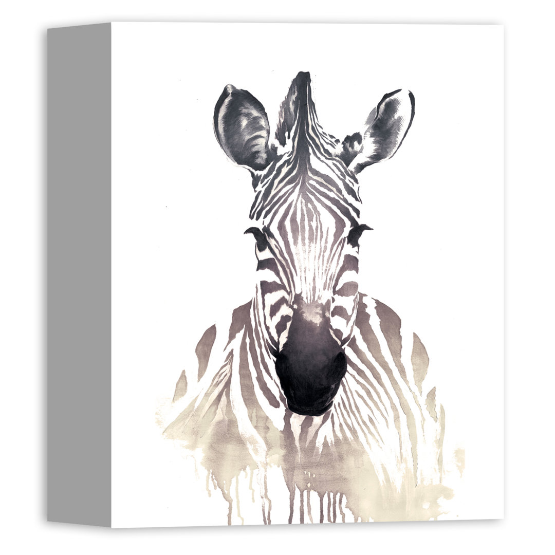'Zebra' Watercolor Painting Print on Canvas Wrought Studio™