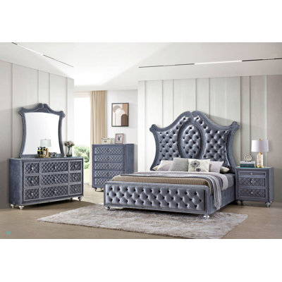 1Pc Queen Panel Bed Tufted Headboard Luxurious Upholstery And Intricate Nailhead Trim Diamond-Patterned Tufted Accent Modern Luxury