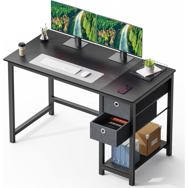 Bureau d'ordinateur avec tiroir, Noir, H 29,36 po x l 47,27 po x P 23,65 po