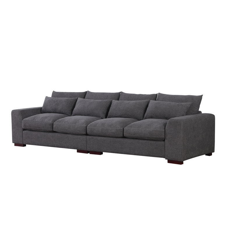 Canapé modulaire en mélange de lin 123,24 po Ashlay, Mélange de lin gris foncé