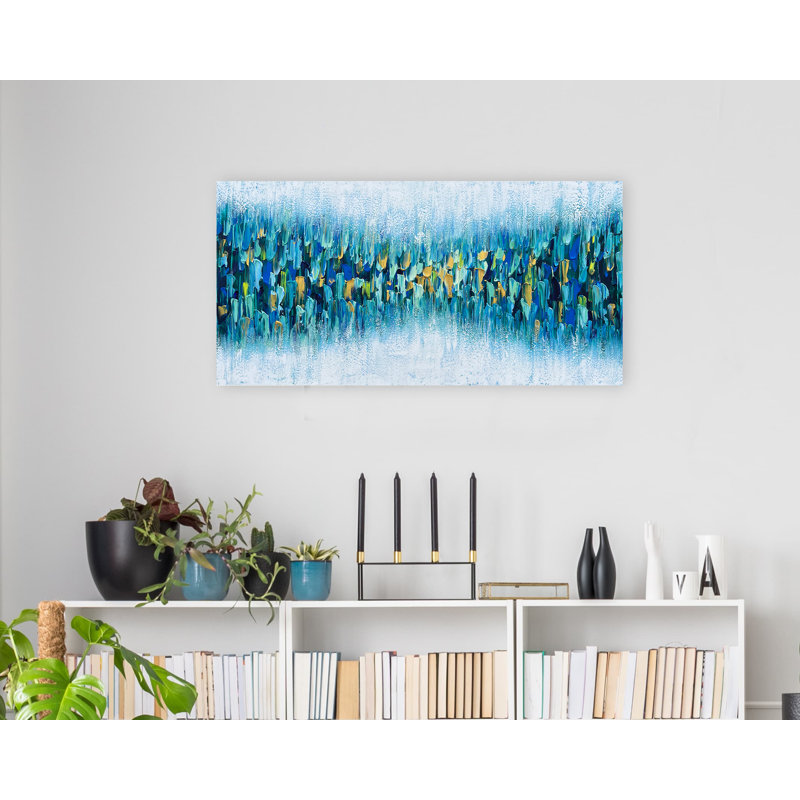 Abstrait - peinture sur toile tendue, H 20 po x l 40 po x P 1,5 po