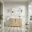 Meuble-lavabo autoportant en bois massif l 48 po x H 35 po avec comptoir en marbre de culture blanc de Carrare et lavabo simple en céramique, chêne-503758715-503758713