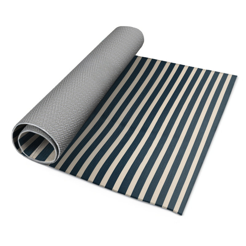 Tapis intérieur / extérieur gris HorizontalStripes, Rectangulaire 8 pi x 10 pi