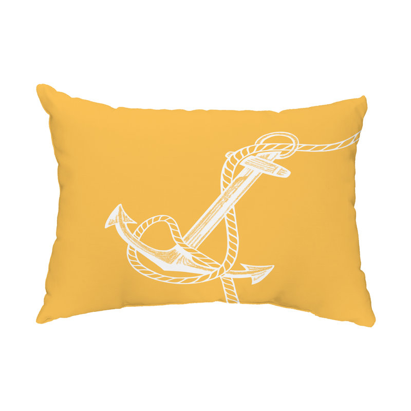 Housse et insert de coussin d'extérieur Nautical Nights Anchor & Rope, Jaune, Rectangle H 14 po x l 20 po