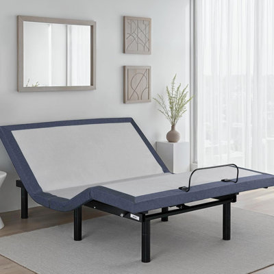 Full - Size Adjustable Bed Base Featuring Massage, Head And Foot Adjustments, Snore Position, 3 In 1 Legs, One Touch Return To Flat. Blue Gray For Comfort With Range Positioning, Soothing Body 2