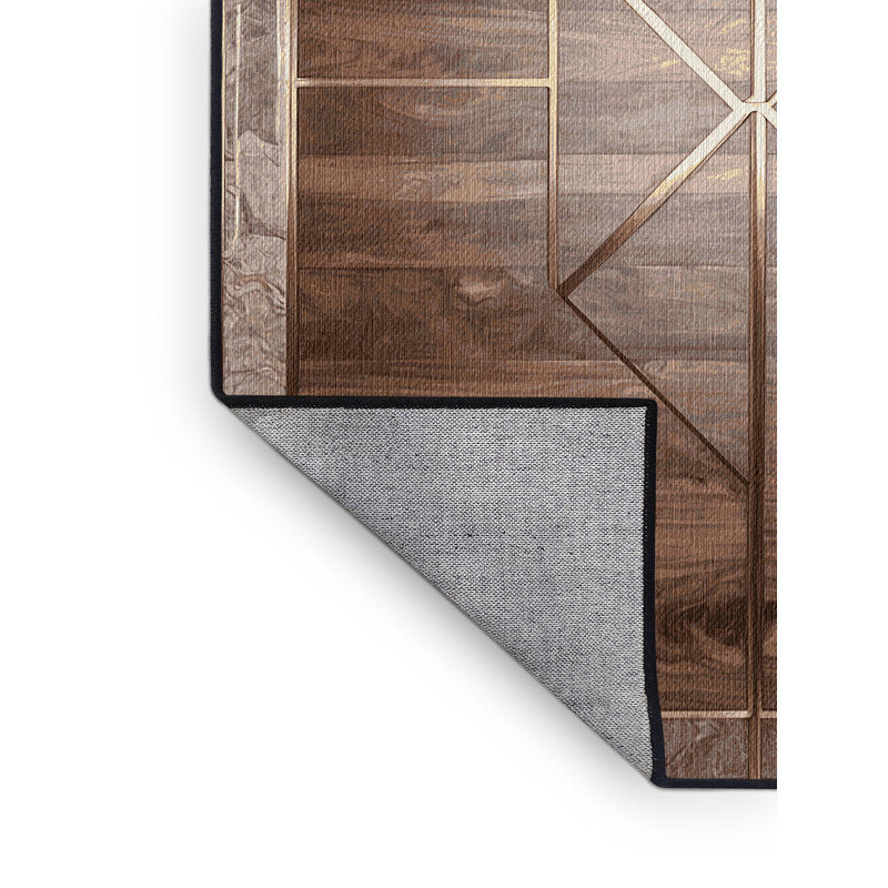 Machine Washable Brown Area Rug, Square 8'