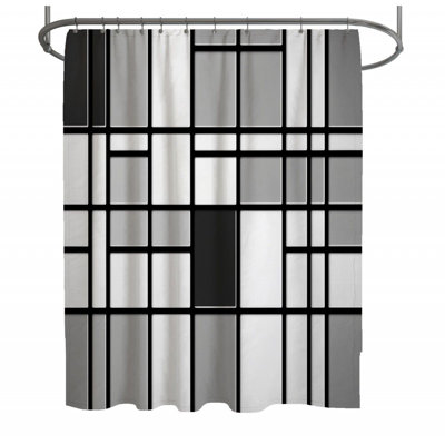 Rideau de douche Mondrian - Décoration géométrique de salle de bain