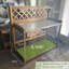Wooden Potting Bench Outdoor - Galvanized Metal Top with Drawer Shelf - Brown