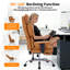  Grande et haute chaise de bureau ergonomique - Chaise d'ordinateur en cuir PU à dossier haut - Dossier réglable, soutien lombaire, base pivotante, repose-pieds, capacité de 250 kg - Curcuma-749830971