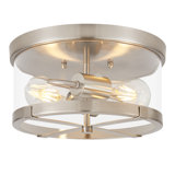 Alixandra 2-Light Flush Mount Clear Glass Ceiling Light with Metal Frame