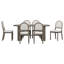 Ensemble de salle à manger ovale 7 pièces pour 6 personnes avec table en placage de chêne de 184 cm et 6 chaises rembourrées, table à double piétement cannelé, naturel-1625229855