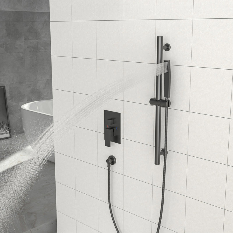 Système de douche avec barre coulissante réglable, système de douche carré mural de 10 pouces avec valve brute