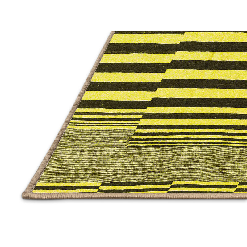 Tapis contemporains jaunes lavables à la machine 2788, Rectangle 3 pi x 5 pi