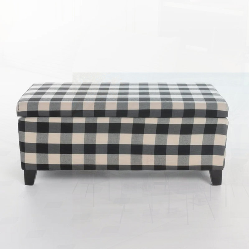 Ingerson 39" Wide Rectangle Ottoman with Storage, Black Polyester