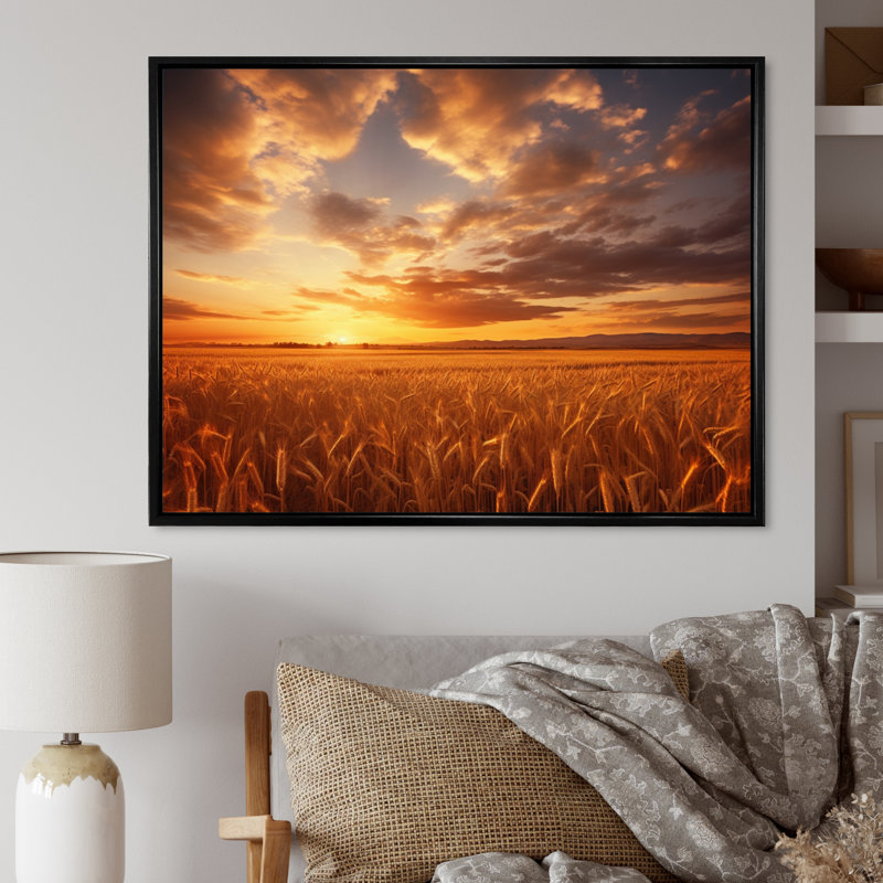 «Scenic Sky On Golden Horizon III», reproduction d'art sur toile, 30" H x 40" W, Cadre flottant noir