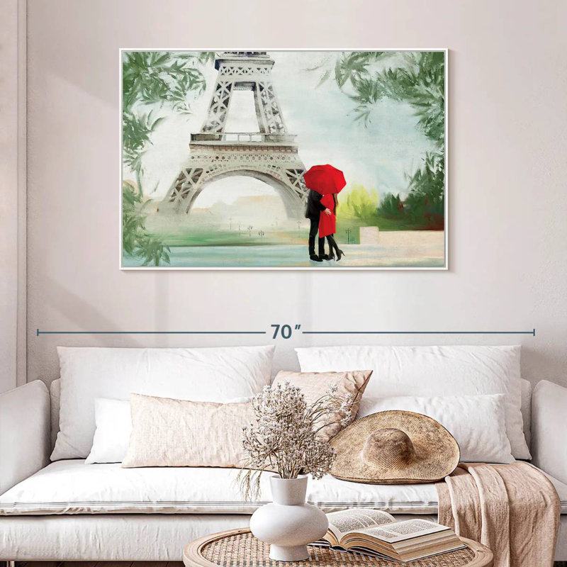 Romance tropicale à Paris, 46 po x 31 po, Cadre flottant blanc