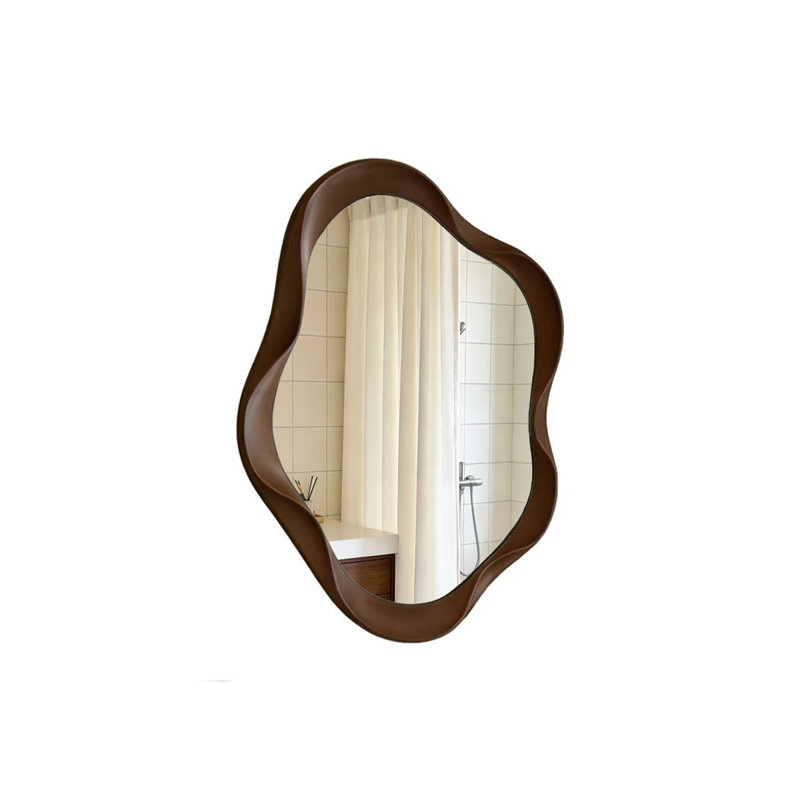 Miroir de salle de bain irrégulier, Bois espresso
