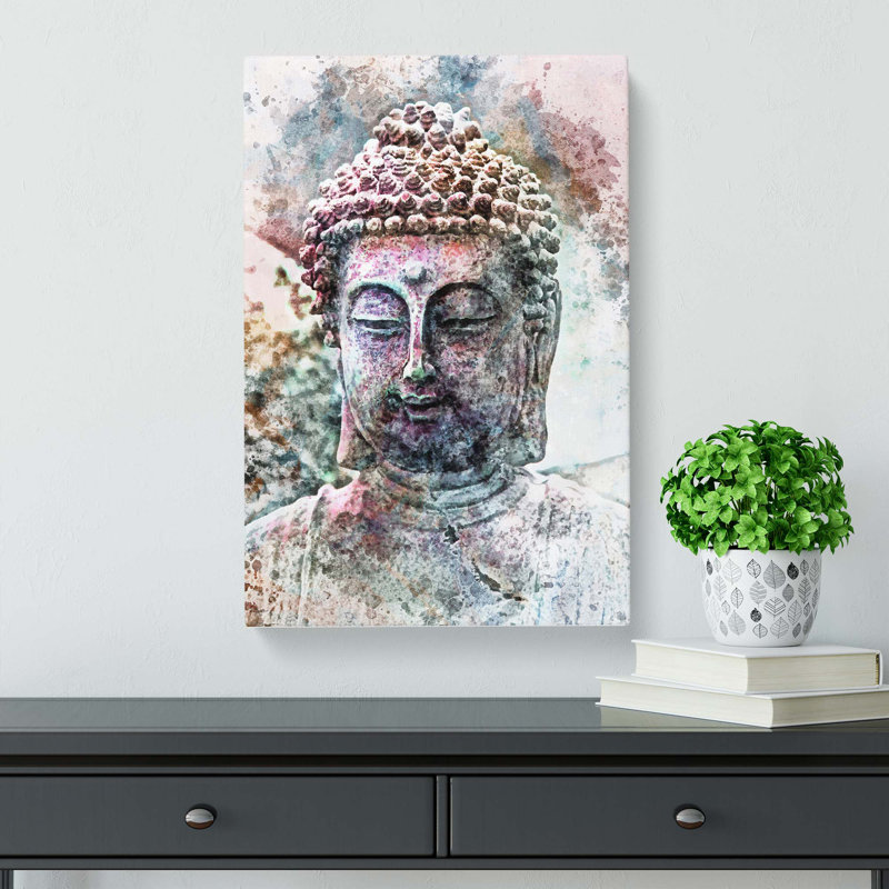 Peaceful Buddha In Abstract - Wrapped Canvas, 76cm H x 50cm W x 3cm D
