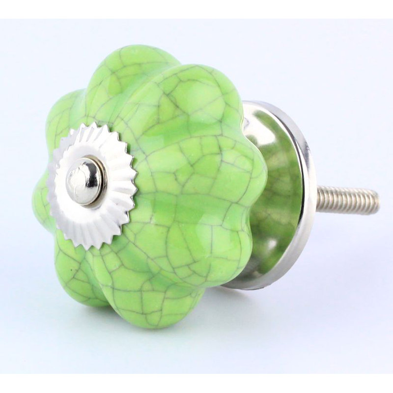 (5 Pack) 1-3/4 inch Cracked Knob, Green/White
