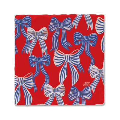 Americana Bows Single Tumbled Tile Coaster Create Your Own Collection