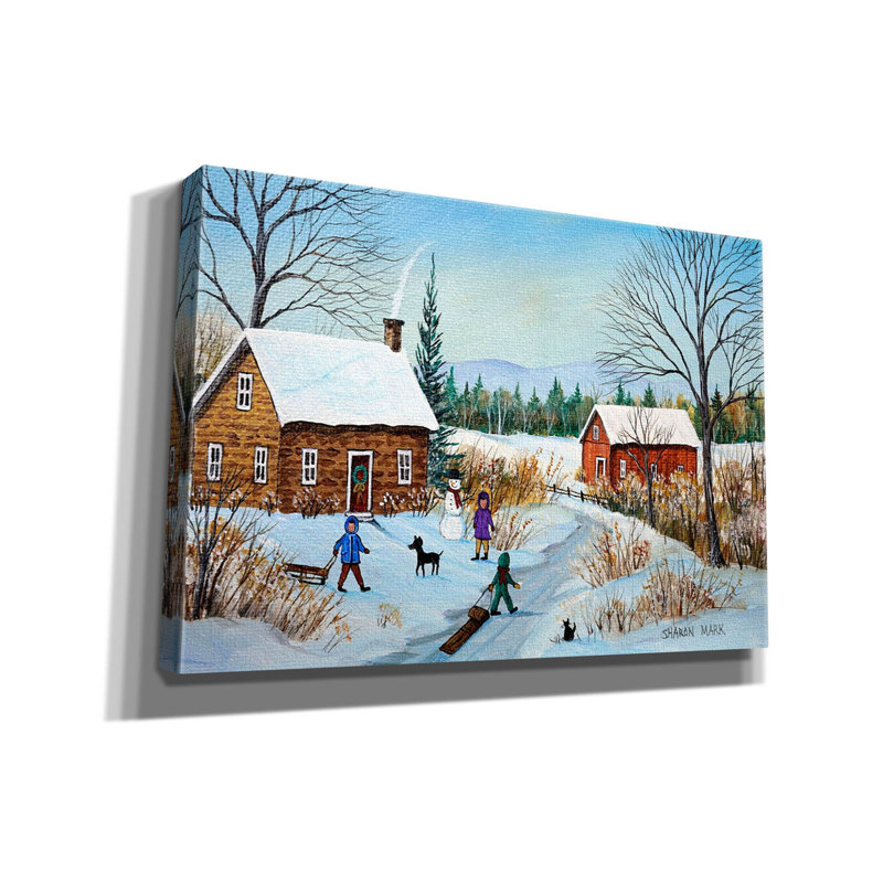 «Winter Path On Canvas» par Sharon Mark, reproduction, H 18 po x l 26 po x P 0,75 po