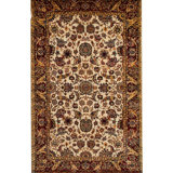 Hand-Knotted High-Quality Cream and Red Area Rug