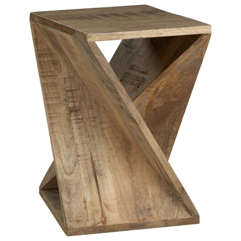 Edu Solid Wood End Table, Brown