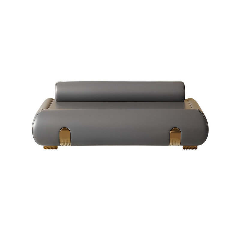 Banc tapissier en cuir crème, Gris