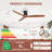 52" Indoor 3 Solid Wood Blade DC Motor Low Profile Ceiling Fan No Light, Remote Control, Black and Brown-2076703135