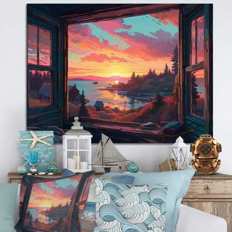 Vue de la fenêtre du lac II - impression, H 24 po x l 32 po x P 1 po, Toile tendue