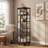 5-Tier Rotating Wood Corner Bookcase with 360-Degree Display, Rustic Brown Spinning Floor Shelf