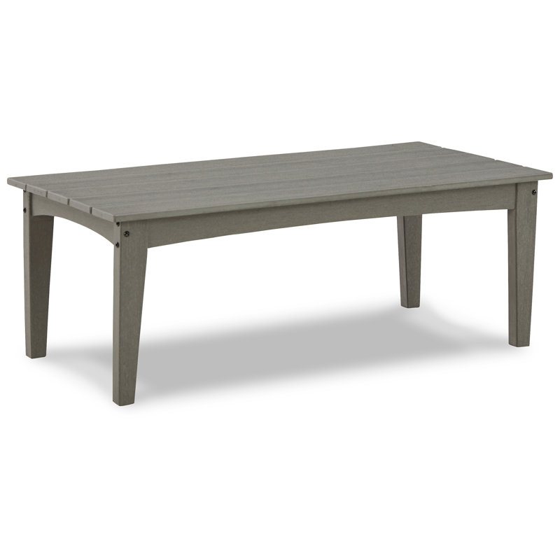 Gray HDPE Rectangular Outdoor Coffee Table with Slatted Top