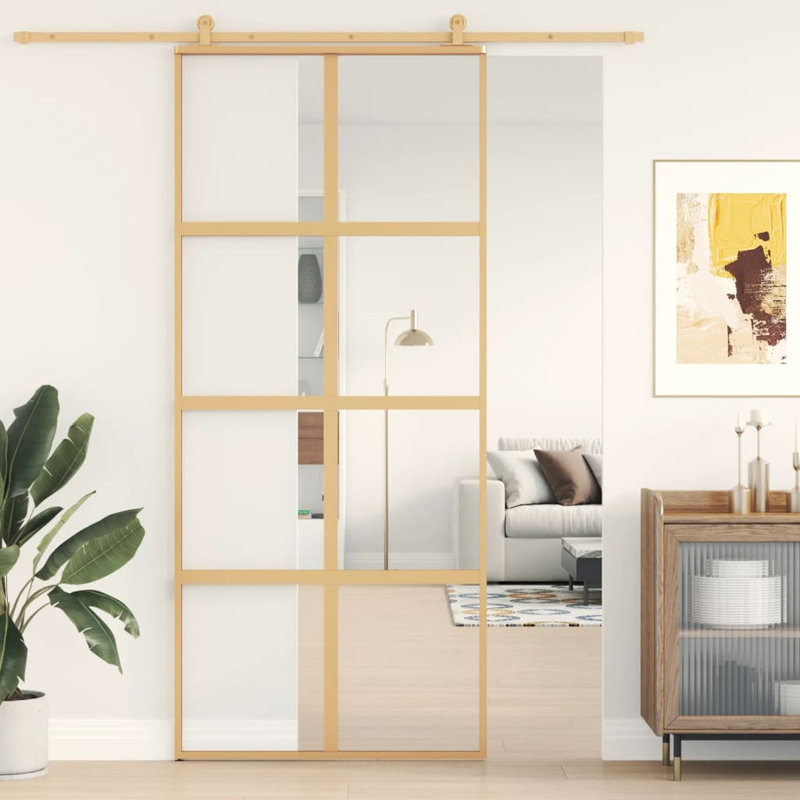 Bucknell Sliding Door, 90cm W x 205cm H, Gold/Clear