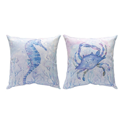 Manual Woodworkers & Weavers Sea Creatures Climaweave Pillow 18 x 18 Inch Weather Resistant Indoor Outdoor Cushion