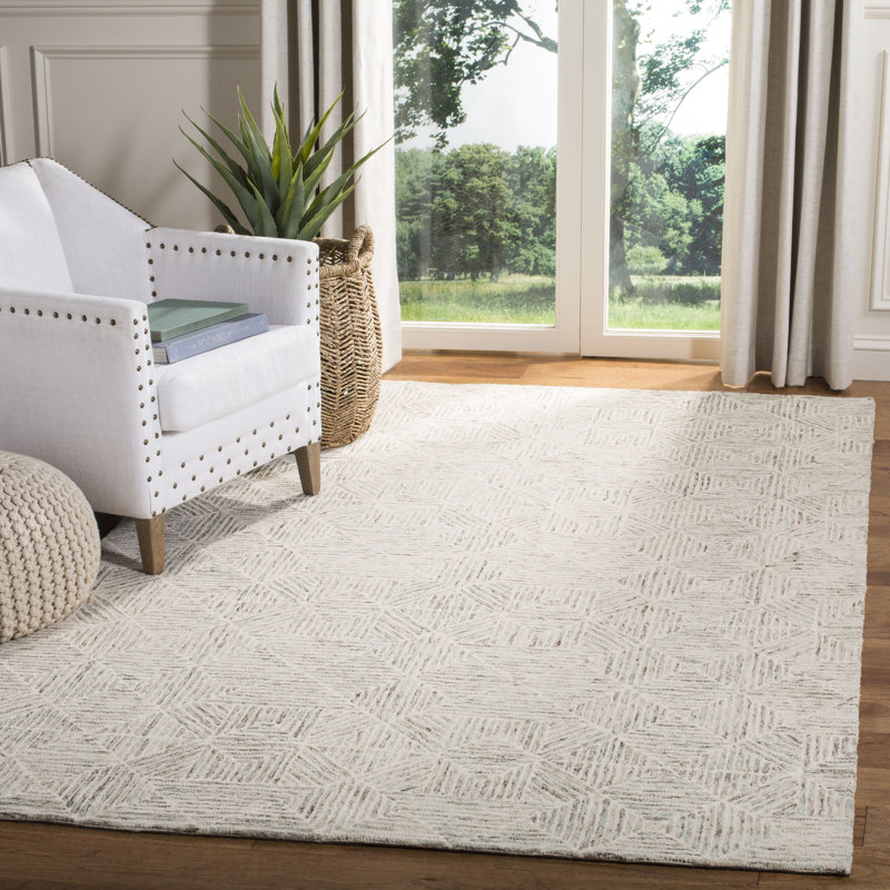 Geometric Wool Hand Tufted Area Rug, Rectangle 183 x 274 cm