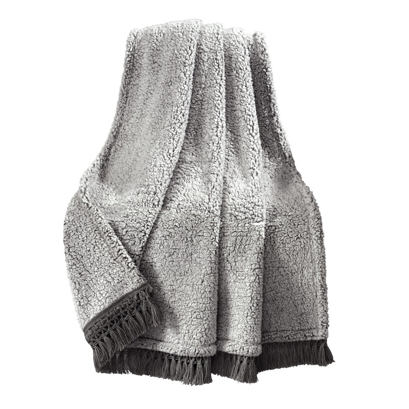 Jeté à franges Reyna, Gris