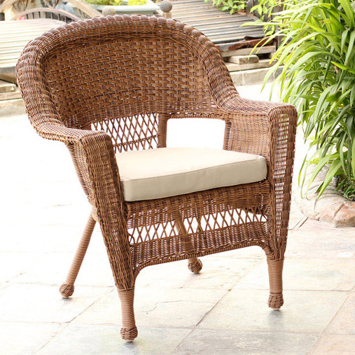Chaise de patio avec coussins, Miel, Bleu minuit