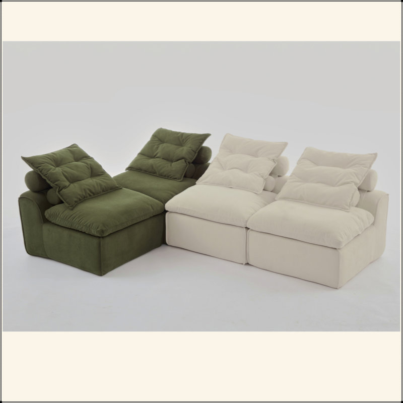 Canapé modulaire, sans accoudoirs, bricolage à souhait, velours côtelé, fauteuil à dossier nu, coin lecture ou appartement, coussin lombaire, 4 sièges, rembourré