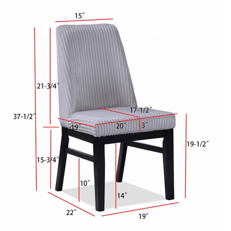 Chaise rembourrée 2pc, Gris clair